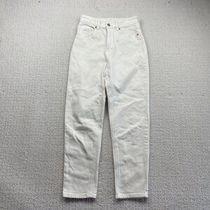 H&M 90s Baggy Ultra High Waist Jeans Women Size 4 White Mom Jeans Zip Fly